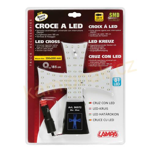 Světelný kříž 81LED - modrý