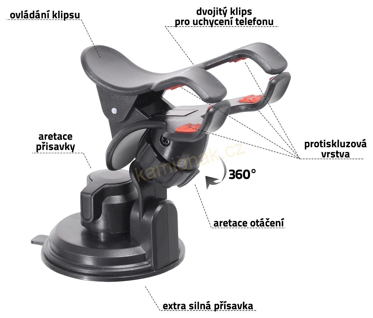 Držák telefonu/GPS na přísavku DOUBLE CLIPS