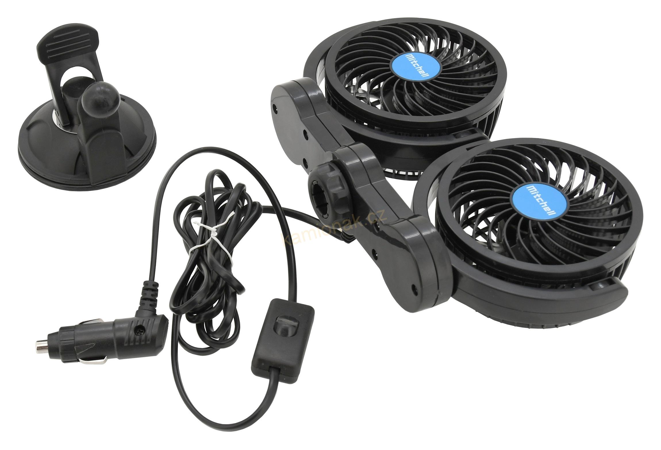Ventilátor MITCHELL DUO 2x108mm 12V přísavka