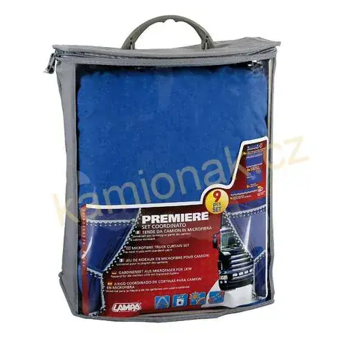 Záclonky PREMIUM - MODRÉ + třásně (set 9ks)