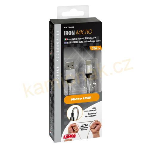 Nabíjecí / datový kabel kovový IRON Micro USB