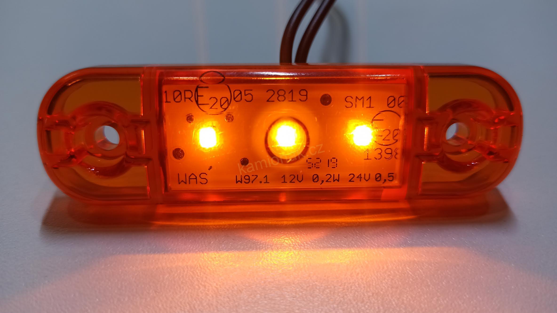 Poziční světlo 3LED - W97 - 12+24V oranžové