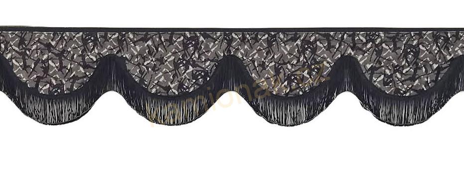 Bordura "H" DÁNSKÁ PLYŠ - ŠEDÁ/ČERNÁ