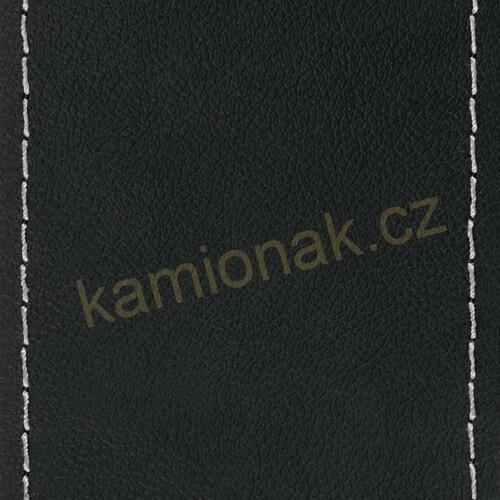 Kožený potah volantu omotávací 44-46 cm - černý,stříbrné šití 