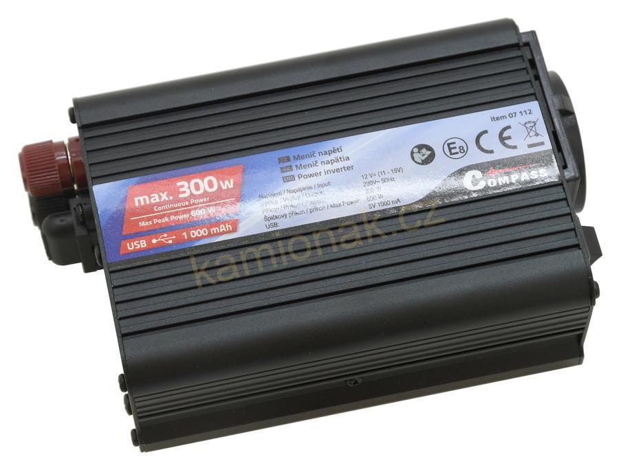 Měnič napětí 12/230V 300W + USB 