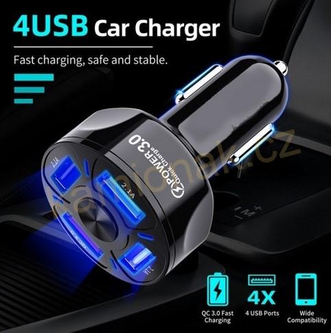 Rychlonabíječka 4 porty USB - 12V/24V