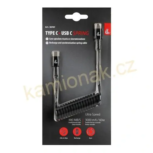 Nabíjecí / datový kabel pružný - TYPE C/C