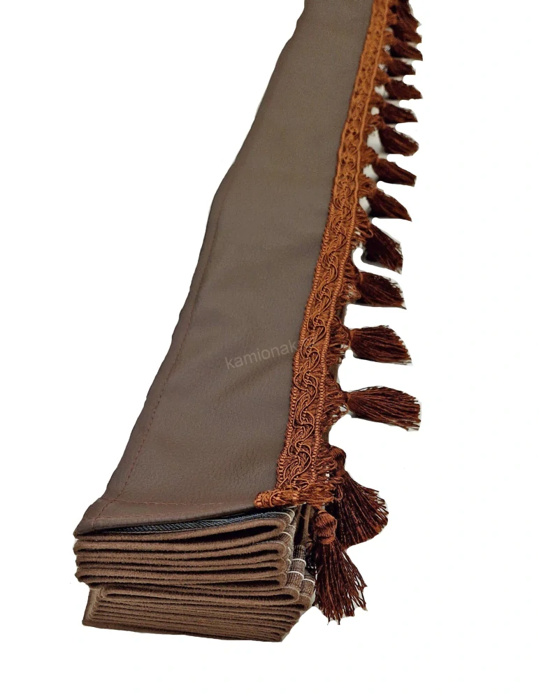 Závěsy skládané HEAVY - tmavě hnědé+třásně