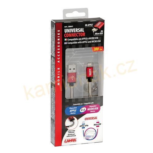 Nabíjecí kabel zesílený Apple 8pin / micro USB