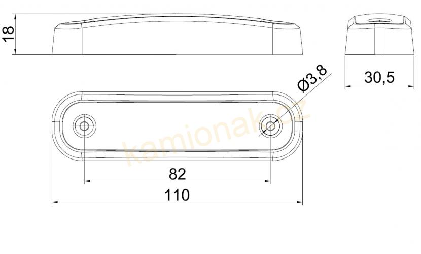 Světlo poziční FT-045 LED 12/24V ORANŽOVÉ 