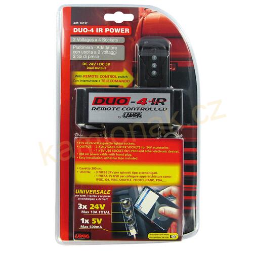 Roztrojka 24V + USB s dálkovým ovladáním