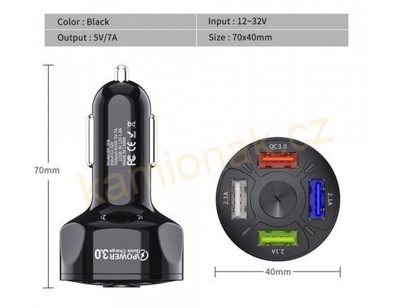 Rychlonabíječka 4 porty USB - 12V/24V