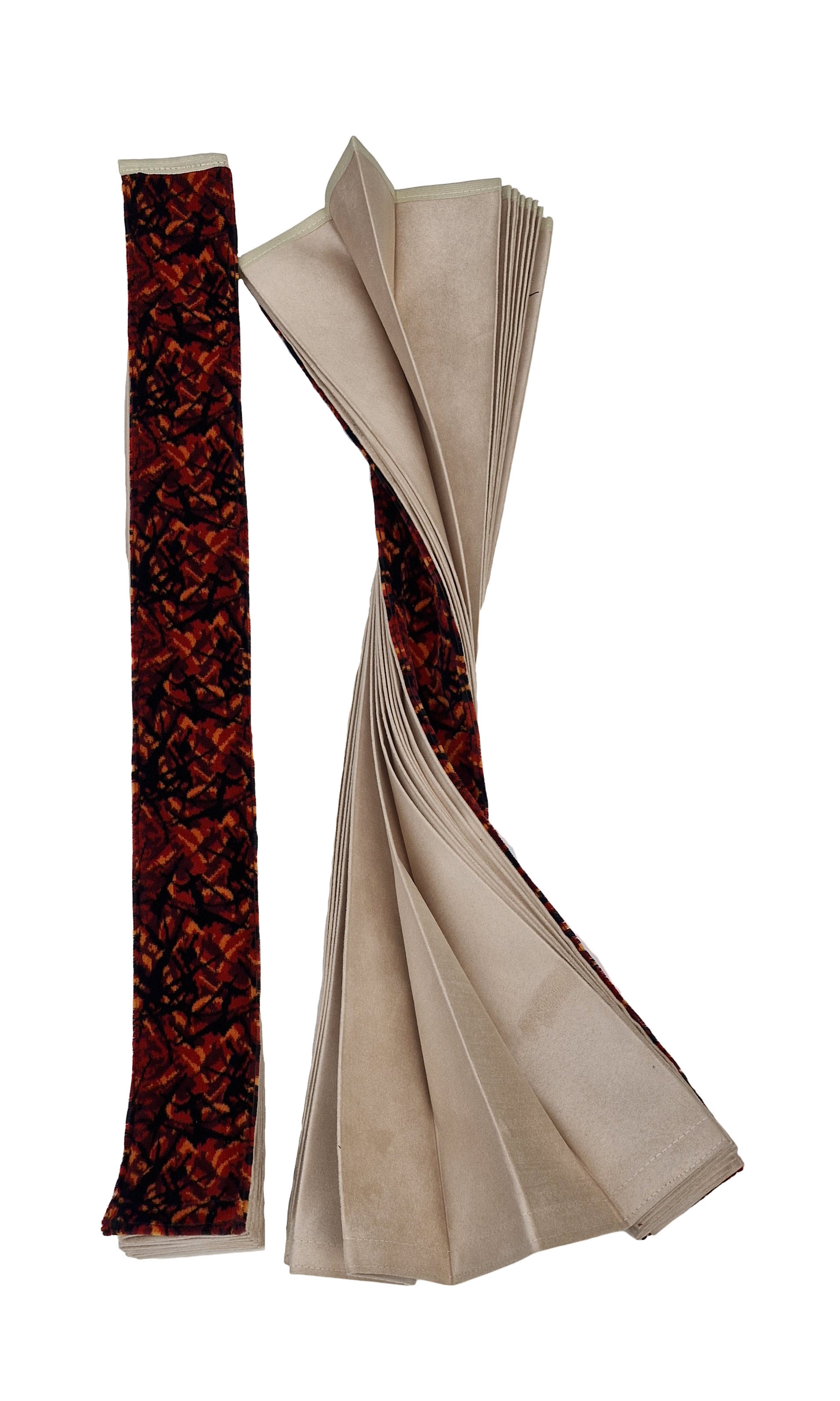 Závěsy BÉŽOVÉ-ČERVENÁ ORIGINÁL DÁNSKÁ PLYŠ