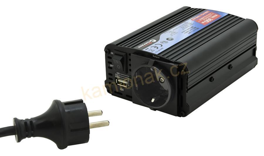 Měnič napětí 12/230V 300W + USB 