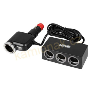 Rozčtyřka zapalovače + 1 USB - LAMPA