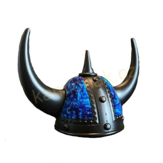 Viking helma - ČERNO/MODRÁ PLYŠ