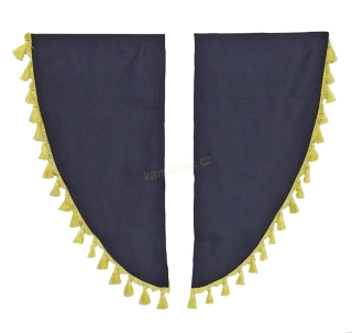 Záclonky boční - ČERNÉ/SVĚTLE ŽLUTÉ třásně