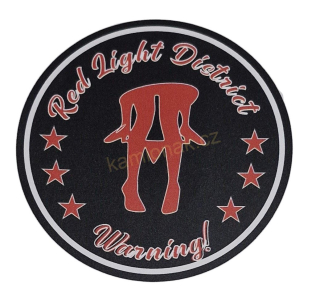 Samolepka - RED LIGHT DISTRICT WARNING