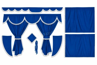 ZÁCLONKY - sada 11ks MODRÉ/BÍLÉ BAMBULKY